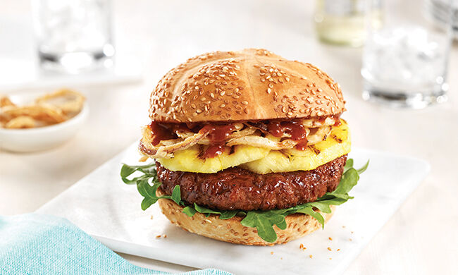 Grilled Pineapple Burgers with Honey Garlic Barbecue Sauce
